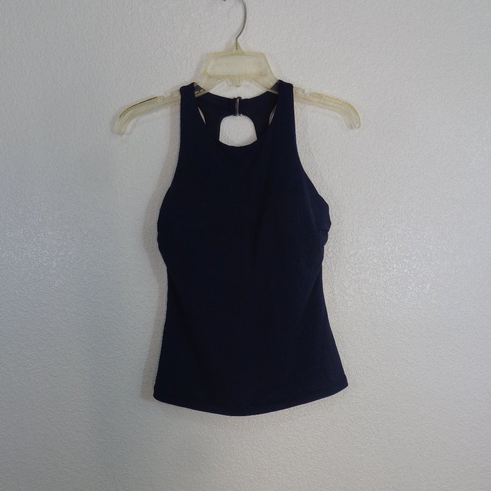 NWOT Athleta High Neck Maldives Tankini Swimsuit Top Dress Blue Navy sz 34B/C - Picture 3 of 7